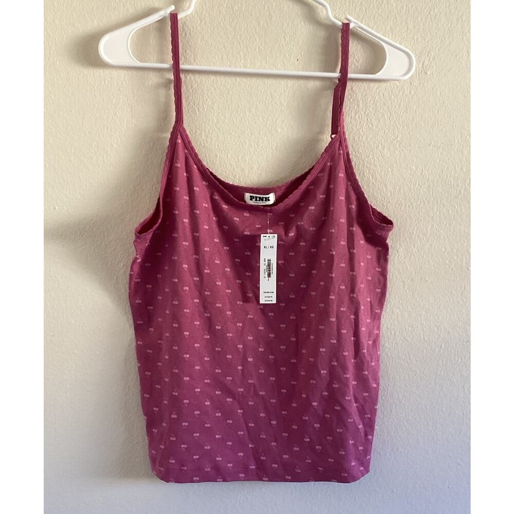 Victoria’s Secret PINK Cherry Cami Tank Top XL Y2K Cotton NWT Cute